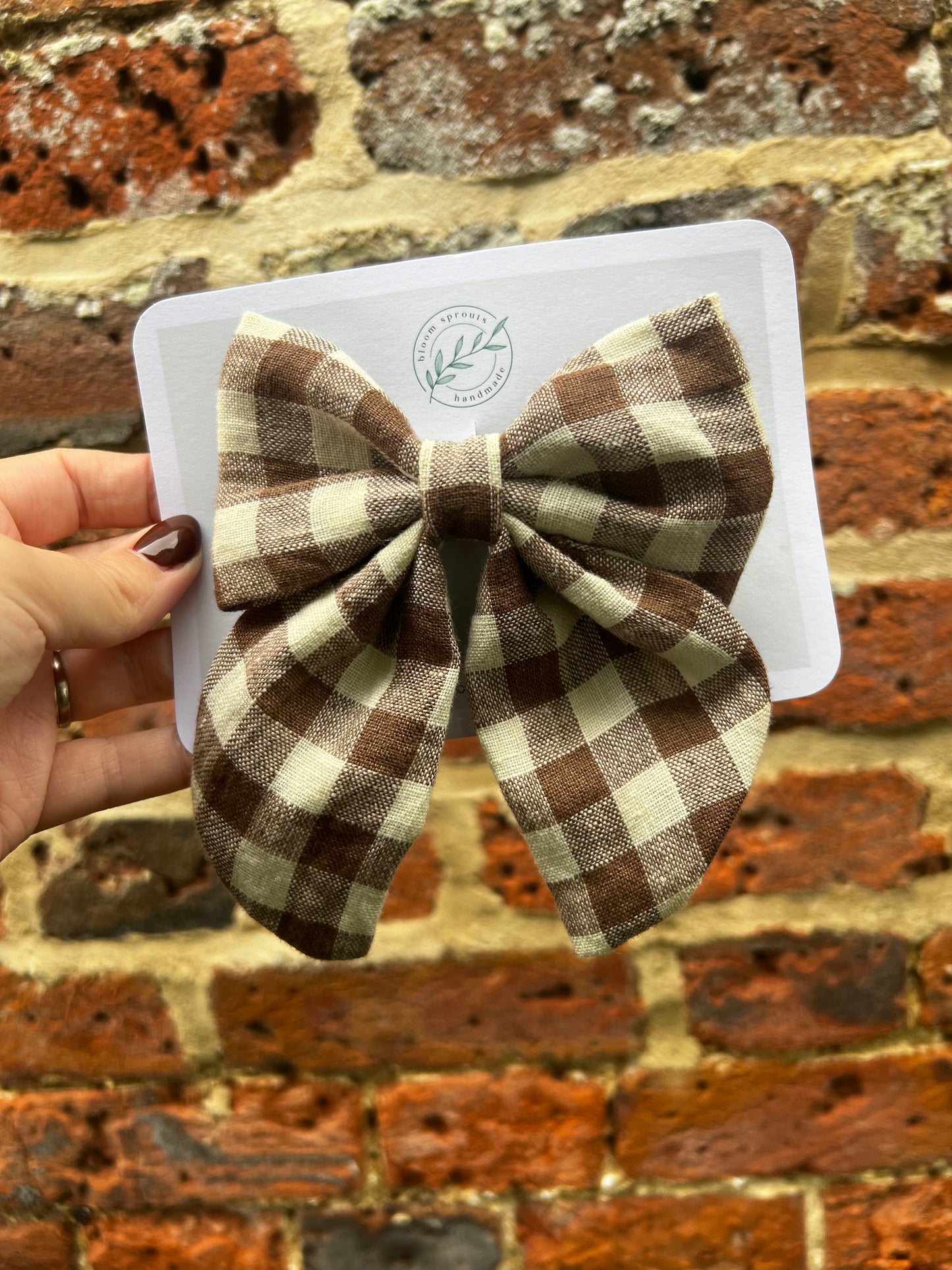 Luxury linen gingham hair bow