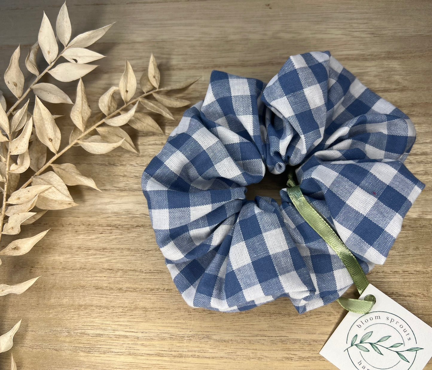 Oversized Cotton Gingham Scrunchie | Handmade Hair Accessory | Soft & Stylish Hair Tie
