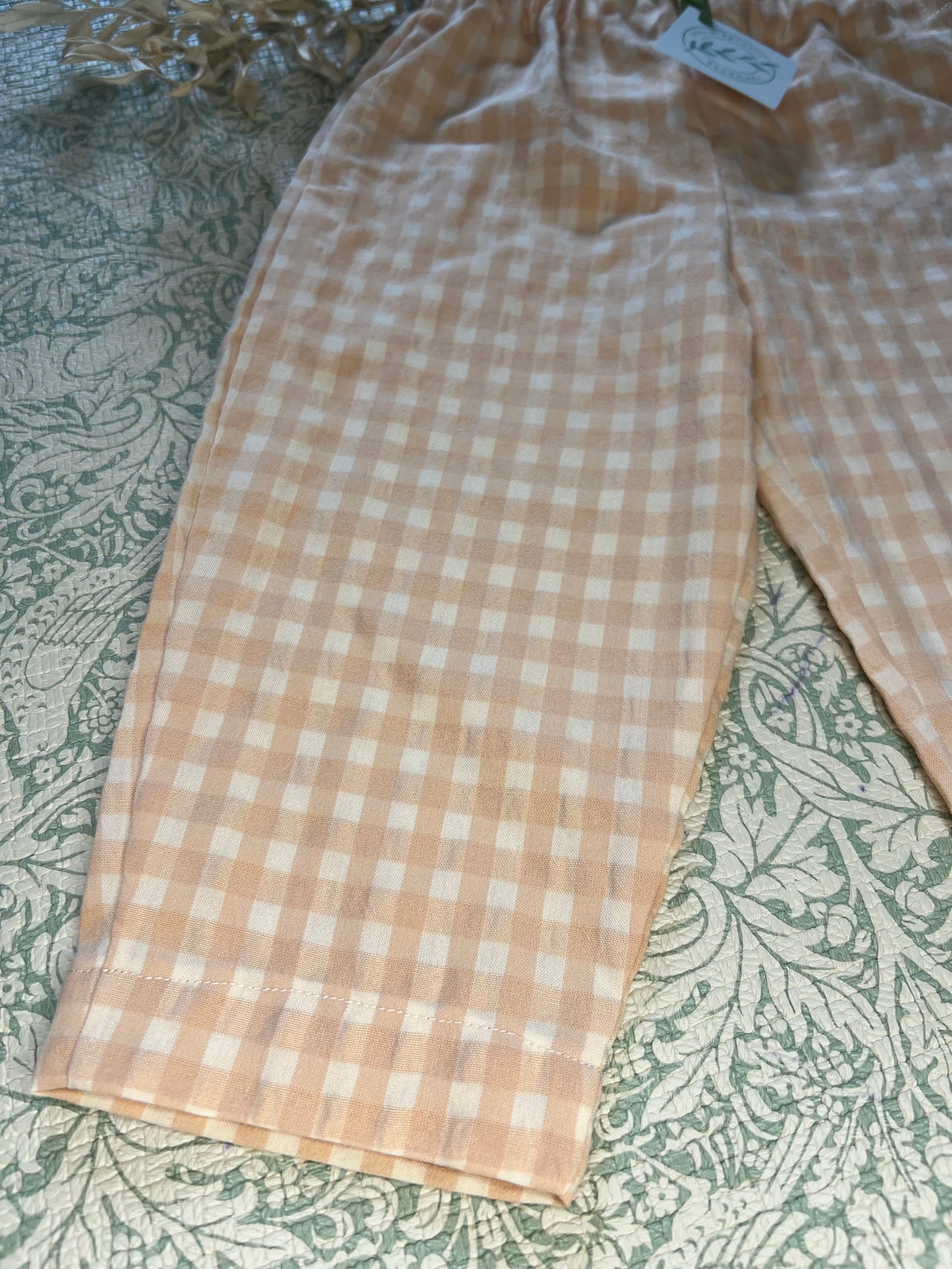 Loose Fit Gingham Seersucker Trousers