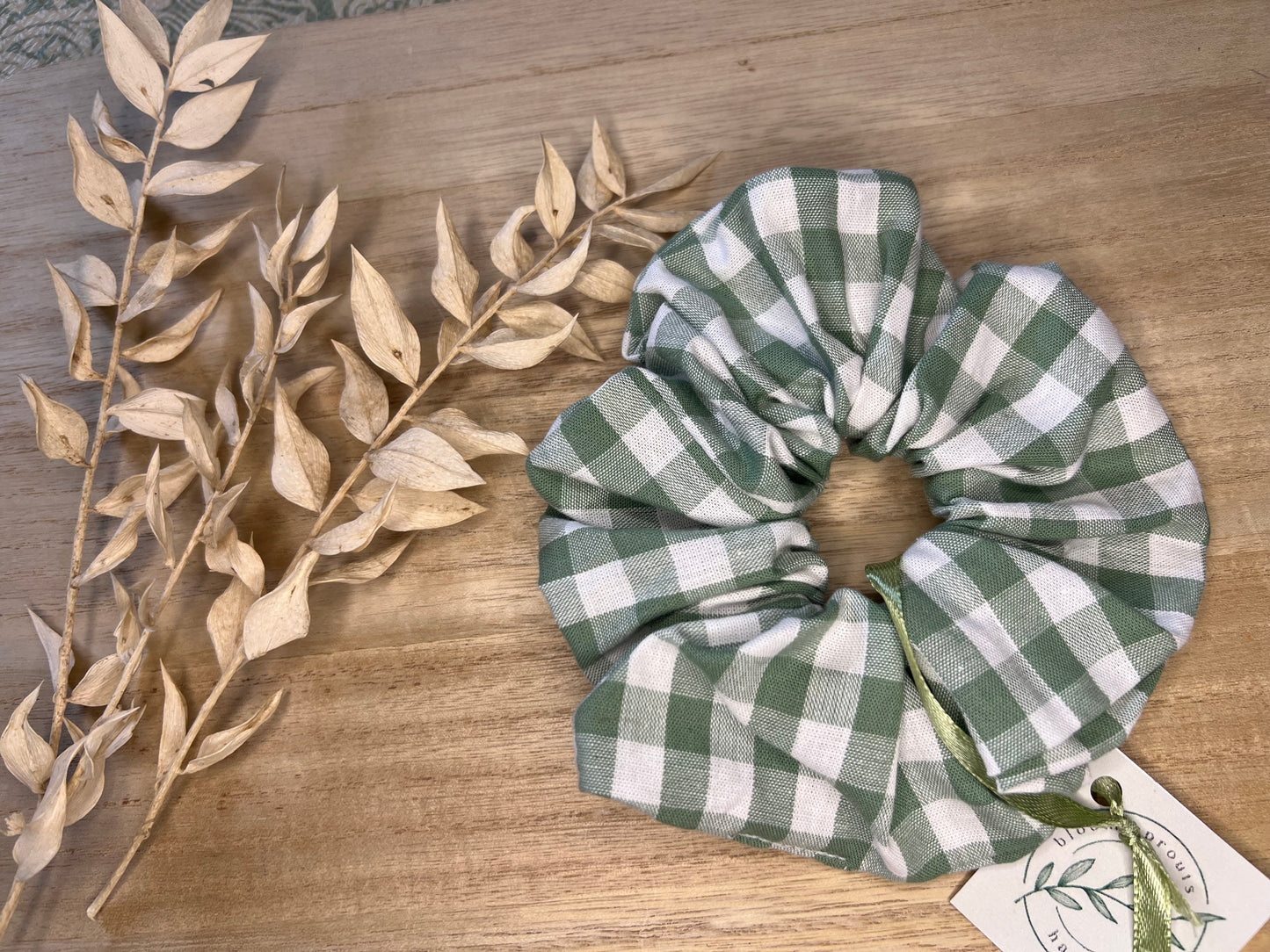 Oversized Cotton Gingham Scrunchie | Handmade Hair Accessory | Soft & Stylish Hair Tie