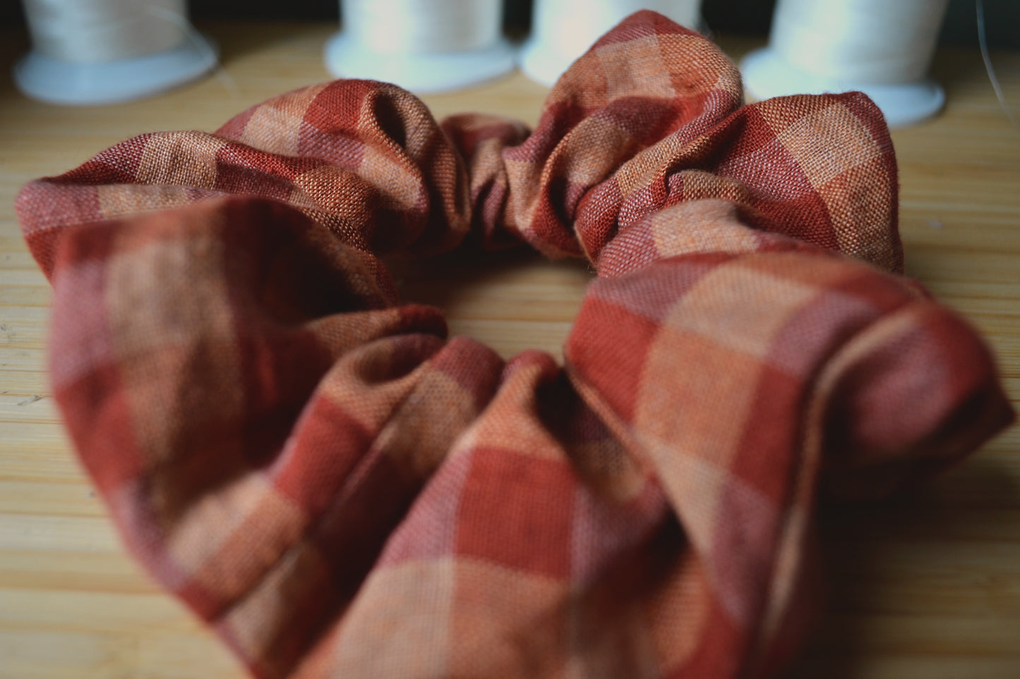Luxury Gingham Linen scrunchie
