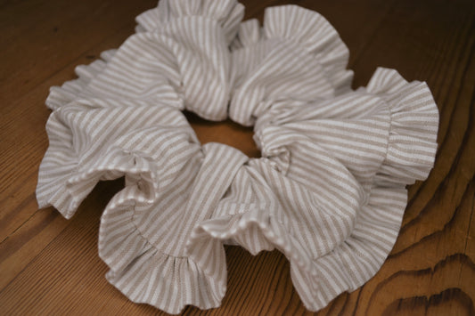 Pinstripe Ruffle Scrunchie