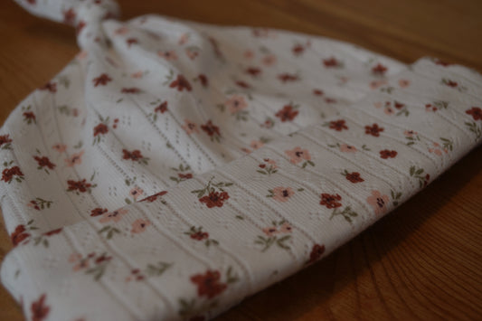 Floral Cotton Pointelle Baby Hat