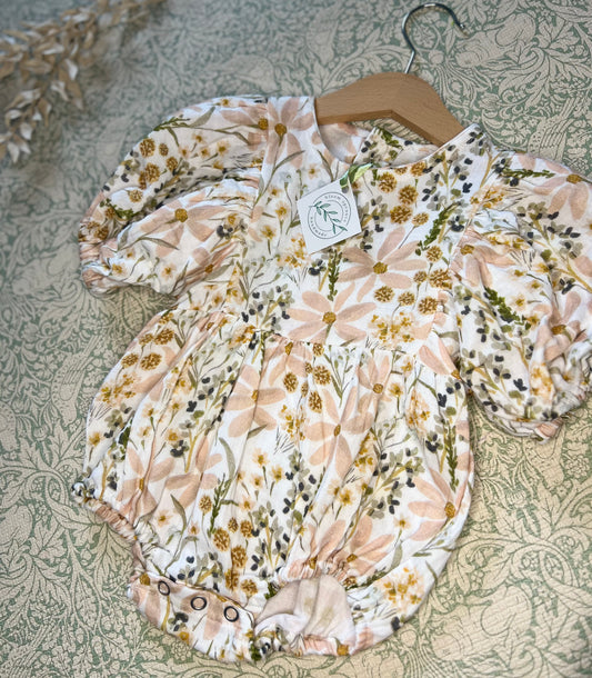 The Larkspur Romper|Floral Double Gauze Bubble Romper