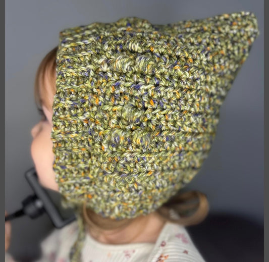 British Wool Crocheted Pixie Bonnet