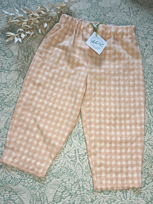 Loose Fit Gingham Seersucker Trousers