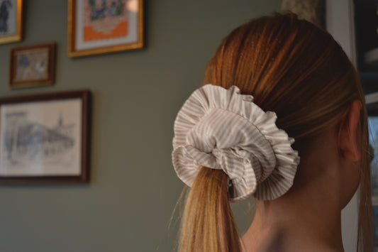 Pinstripe Ruffle Scrunchie