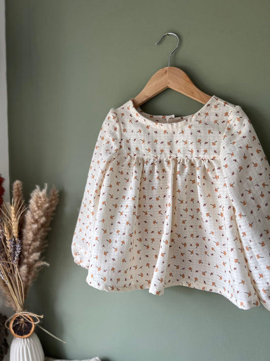 The Honeysuckle Top | baby and children’s top with mushroom print