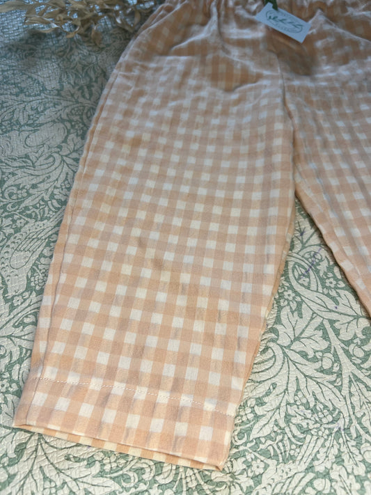 Loose Fit Gingham Seersucker Trousers