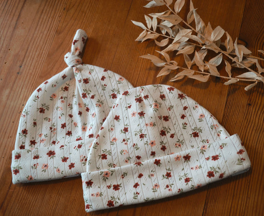 Floral Cotton Pointelle Baby Hat