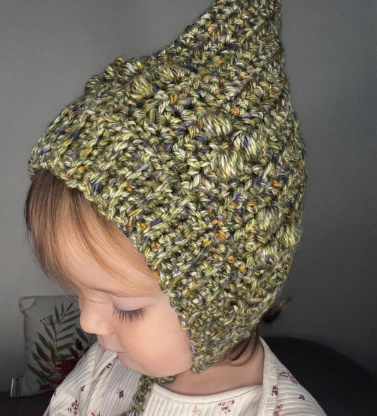 British Wool Crocheted Pixie Bonnet