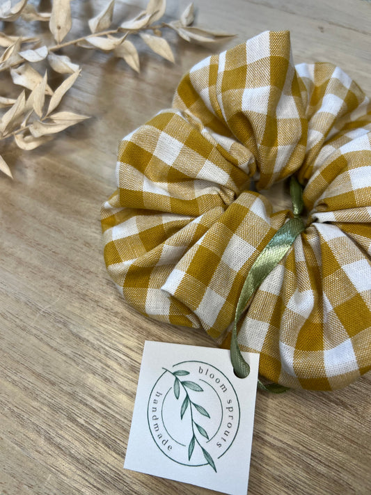 Oversized Cotton Gingham Scrunchie | Handmade Hair Accessory | Soft & Stylish Hair Tie
