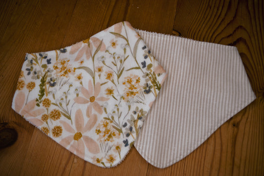 Beige Pinstripe bandana bib