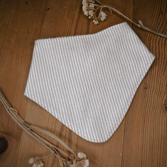 Beige Pinstripe bandana bib