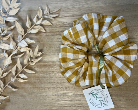 Oversized Cotton Gingham Scrunchie | Handmade Hair Accessory | Soft & Stylish Hair Tie