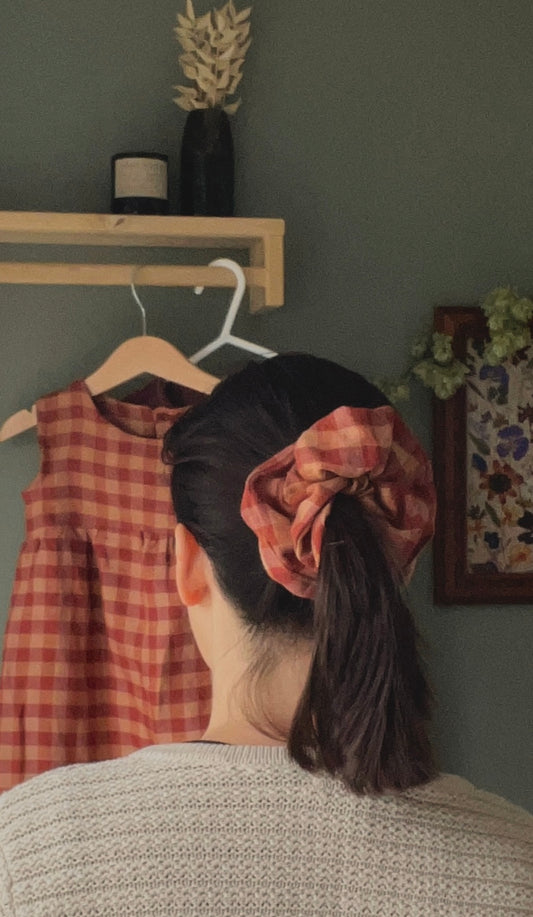Luxury Gingham Linen scrunchie